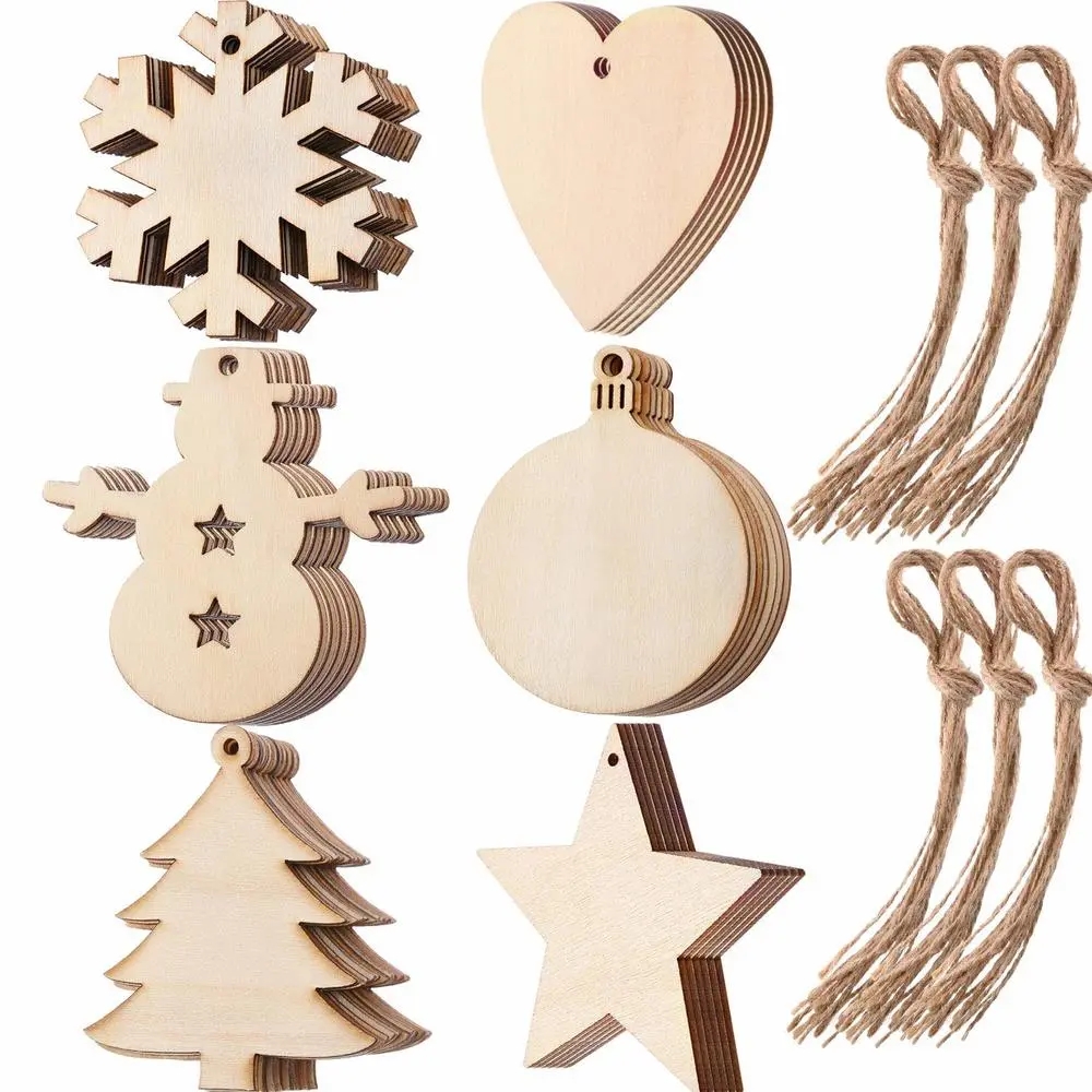 Art Craft Website - 10/20/50Pcs DIY Wooden Christmas Balls Decoration