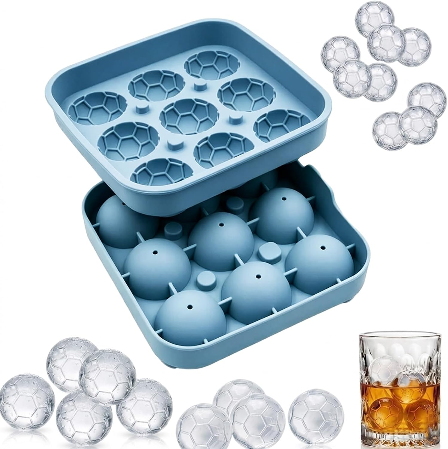 Art Craft Ice Cream - Soccer Ball Ice Cube Molds,9/4 Cavity
