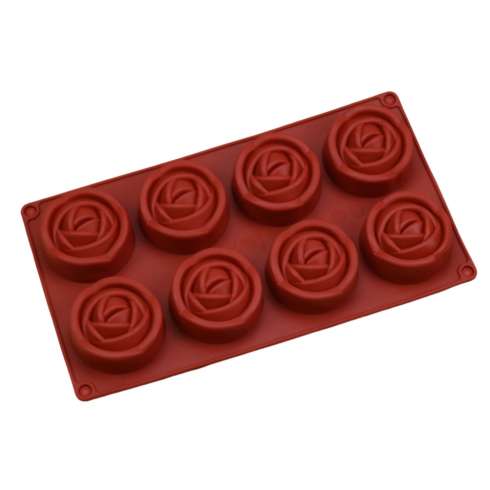 Art Craft Ice Cream - 8 Cavity 3D Rose Flower Silicone