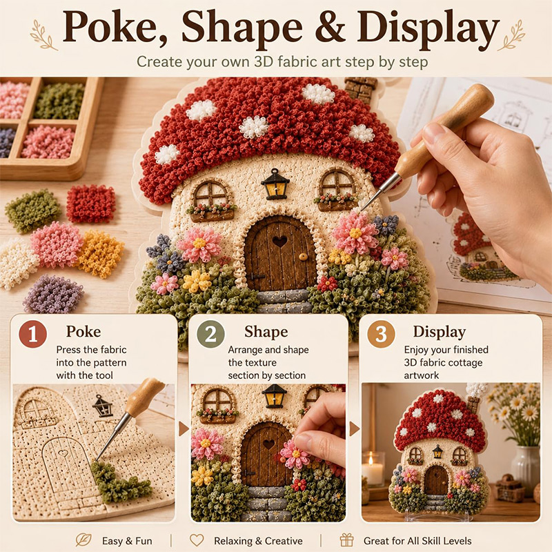 3D Mushroom House Poke Art DIY - Art Craft Website 评论和价格
