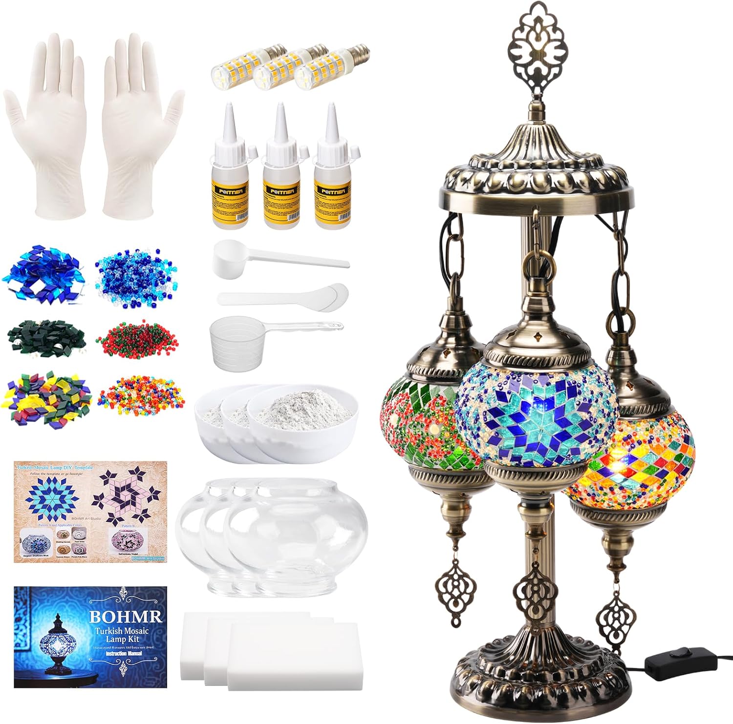DIY 3 Globe Turkish Mosaic Lam - Art Craft Usa 评论和价格