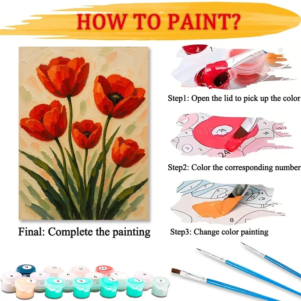 Tulip Diy Art Paint By Numbers - Art And Craft Valentine 评论和价格