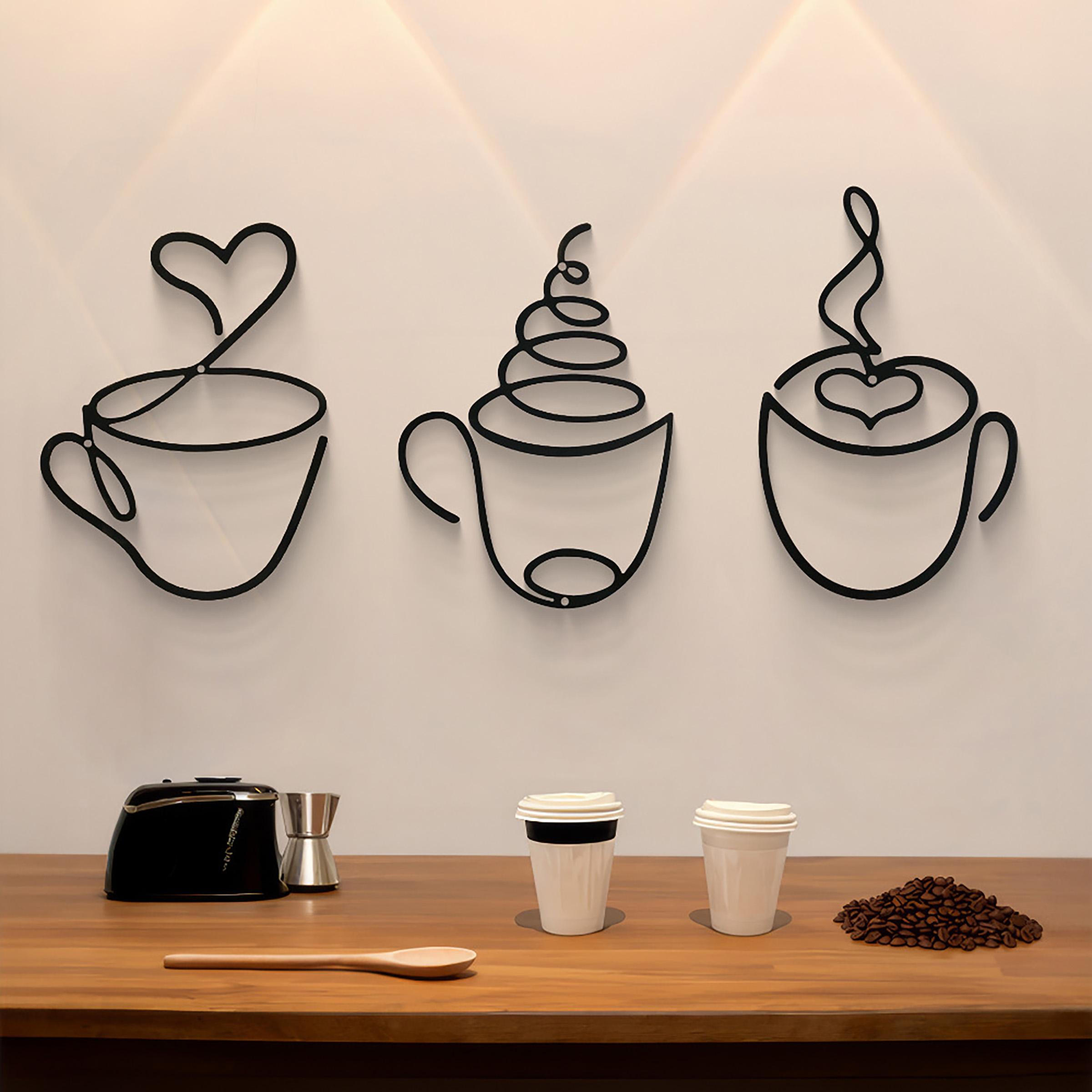 3-Piece Creative Coffee Wall H - Art Craft Website 评论和价格